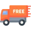 Free shipping icon showing a delivery truck with the word 'FREE'
