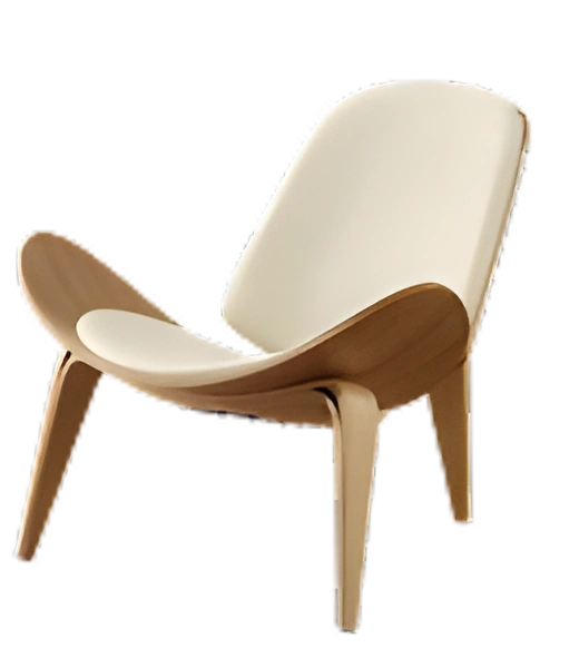 Modern cream cantilever chair with dark wooden frame and legs